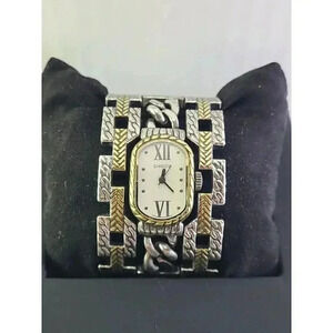 Womens Chicos 37mm Wide Hinged Bangle Watch Gold & Silver Tone New Battery